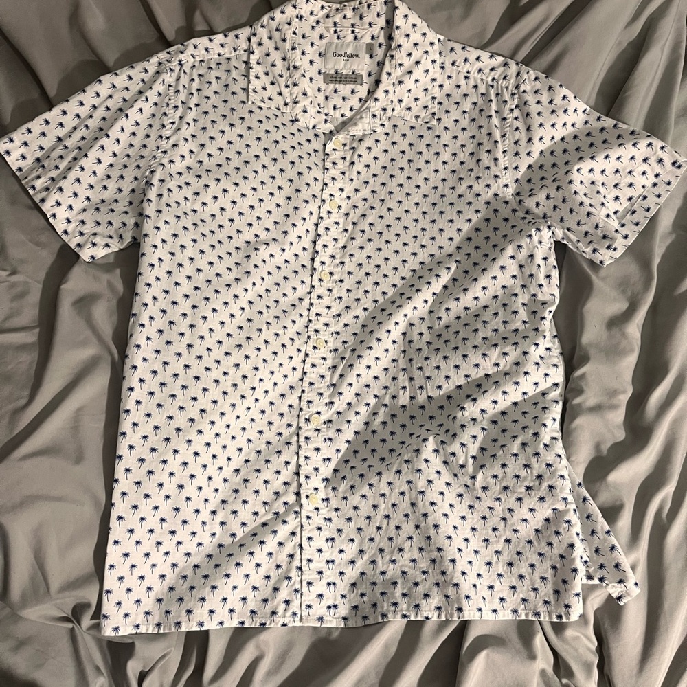 Goodfellow & Co White and Blue Casual Button Down Shirt